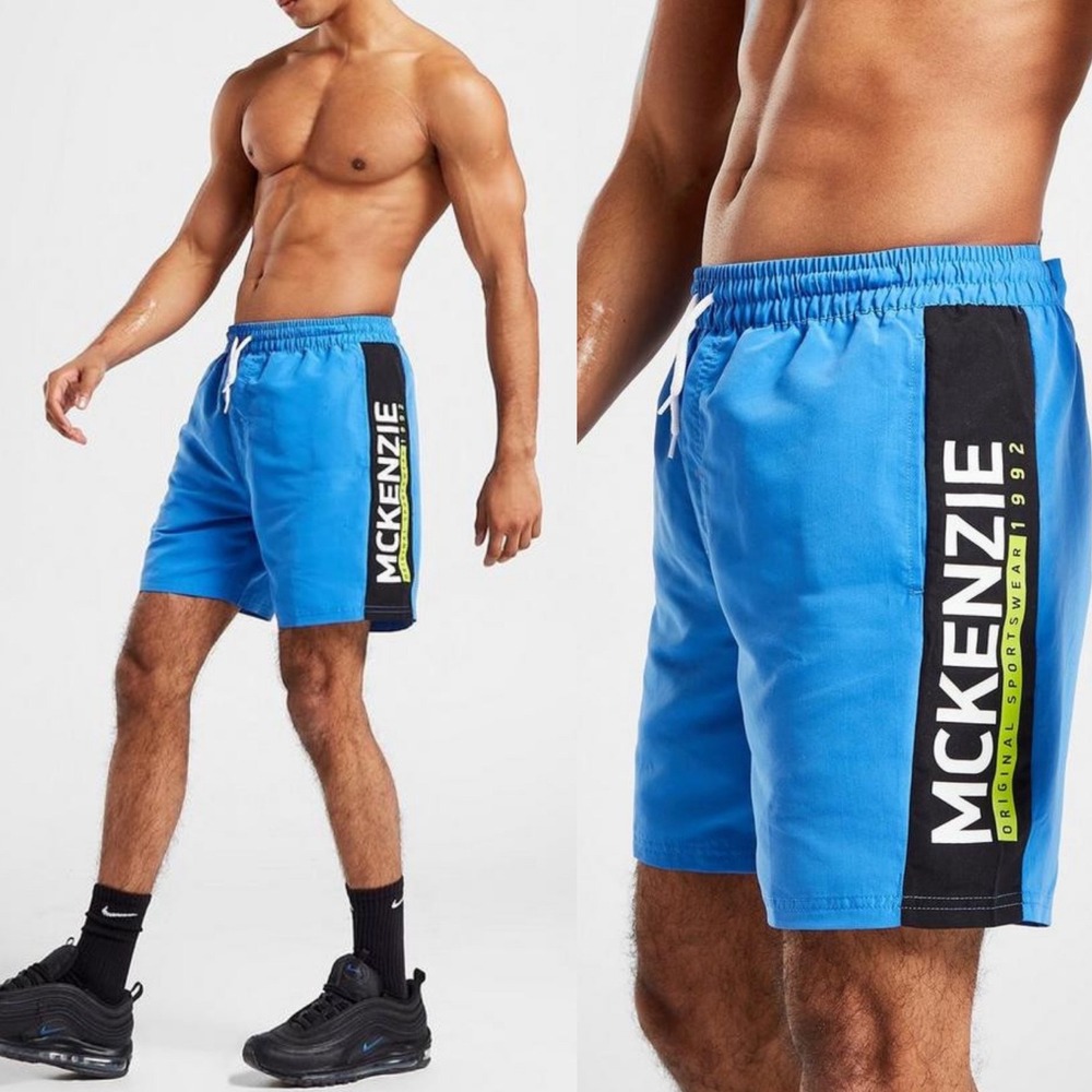 McKenzie Blue Tiger Swim Shorts Mens Size XXL Drawstring Beach Athletic Active